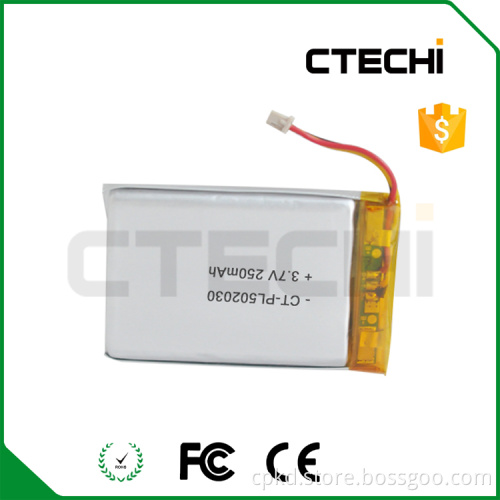 Factory supply battery 602025 250mAh li-polymer battery for toys